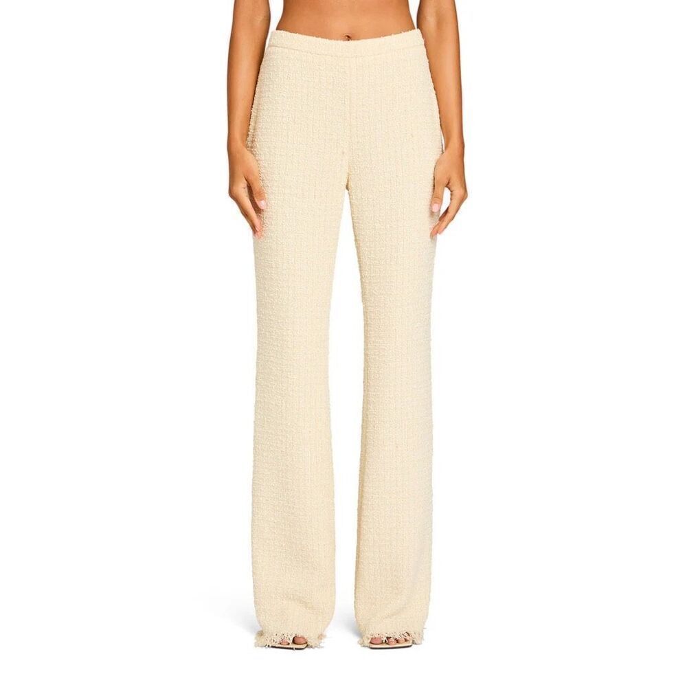 SER.O.YA Shar Boucle Pants Eggshell Wide Leg Textured Knit XS NWT $448